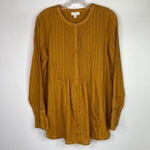 J.Jill Mustard Yellow Long Sleeve Pullover Tunic Blouse Size Small